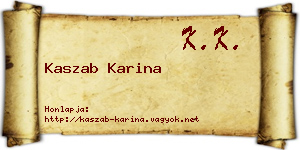 Kaszab Karina névjegykártya